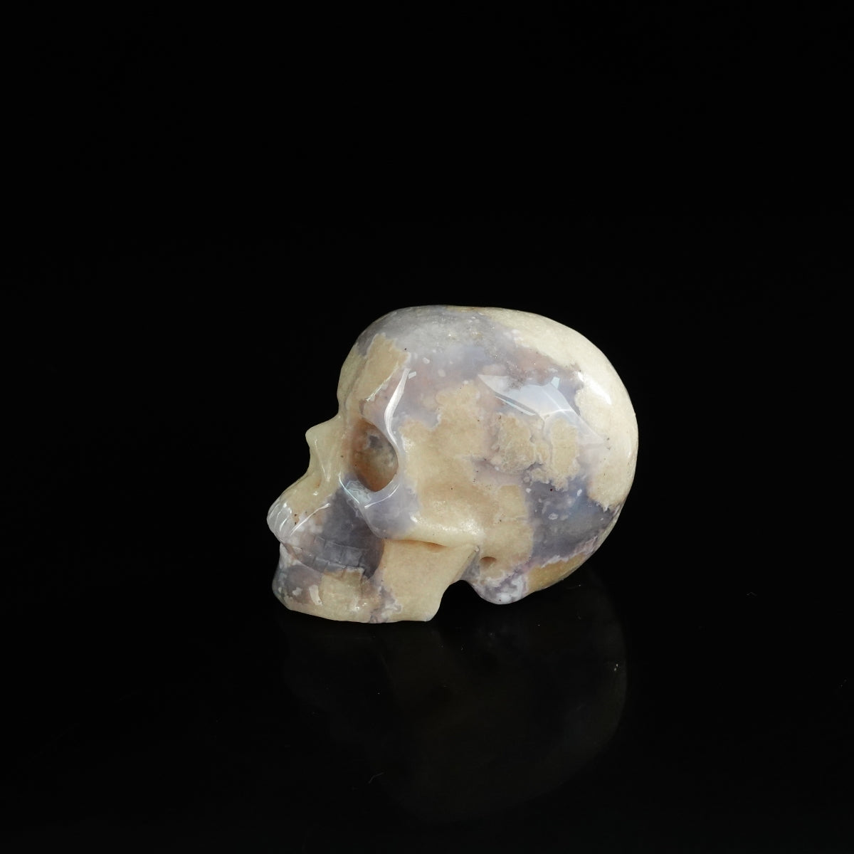 2.2" Blue Flower Agate Crystal Skull Carving - Unique Piece #BF13