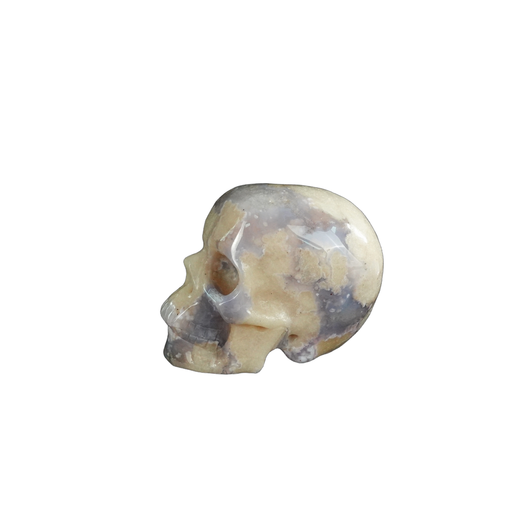 2.2" Blue Flower Agate Crystal Skull Carving - Unique Piece #BF13