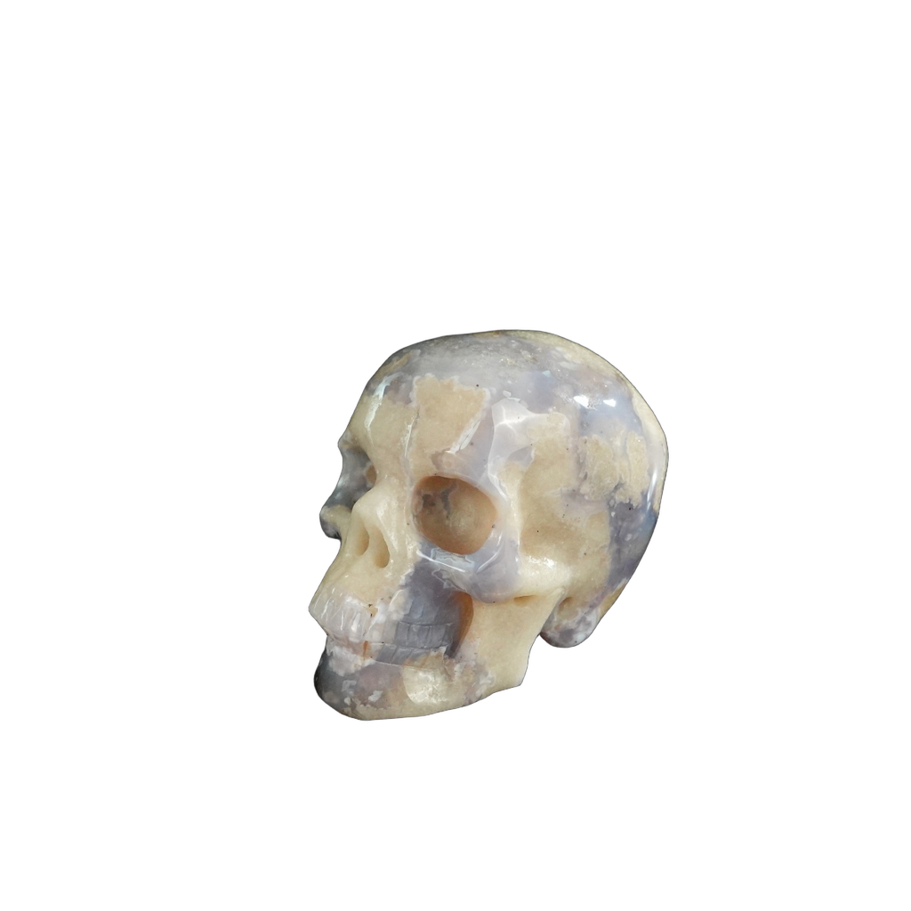 2.2" Blue Flower Agate Crystal Skull Carving - Unique Piece #BF13