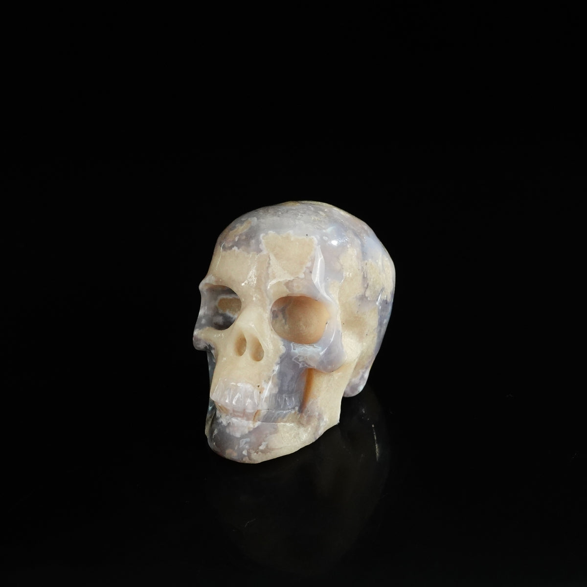 2.2" Blue Flower Agate Crystal Skull Carving - Unique Piece #BF13