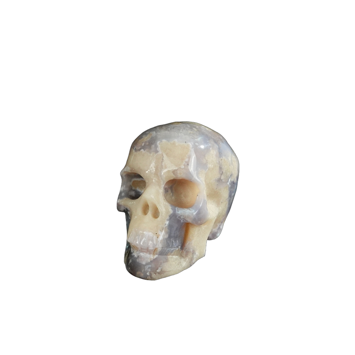 2.2" Blue Flower Agate Crystal Skull Carving - Unique Piece #BF13