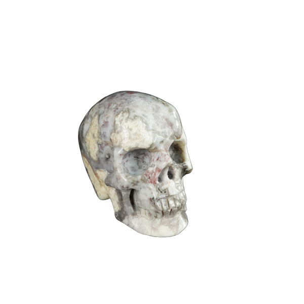 2.2" Blue Flower Agate Crystal Skull Carving - Unique Piece #BF14 - alternate view