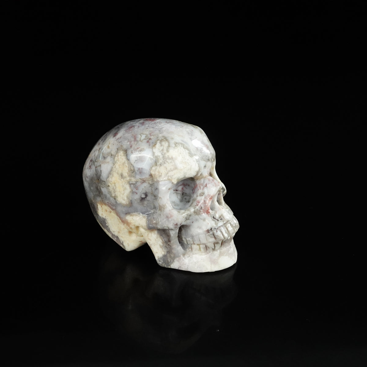 2.2" Blue Flower Agate Crystal Skull Carving - Unique Piece #BF14