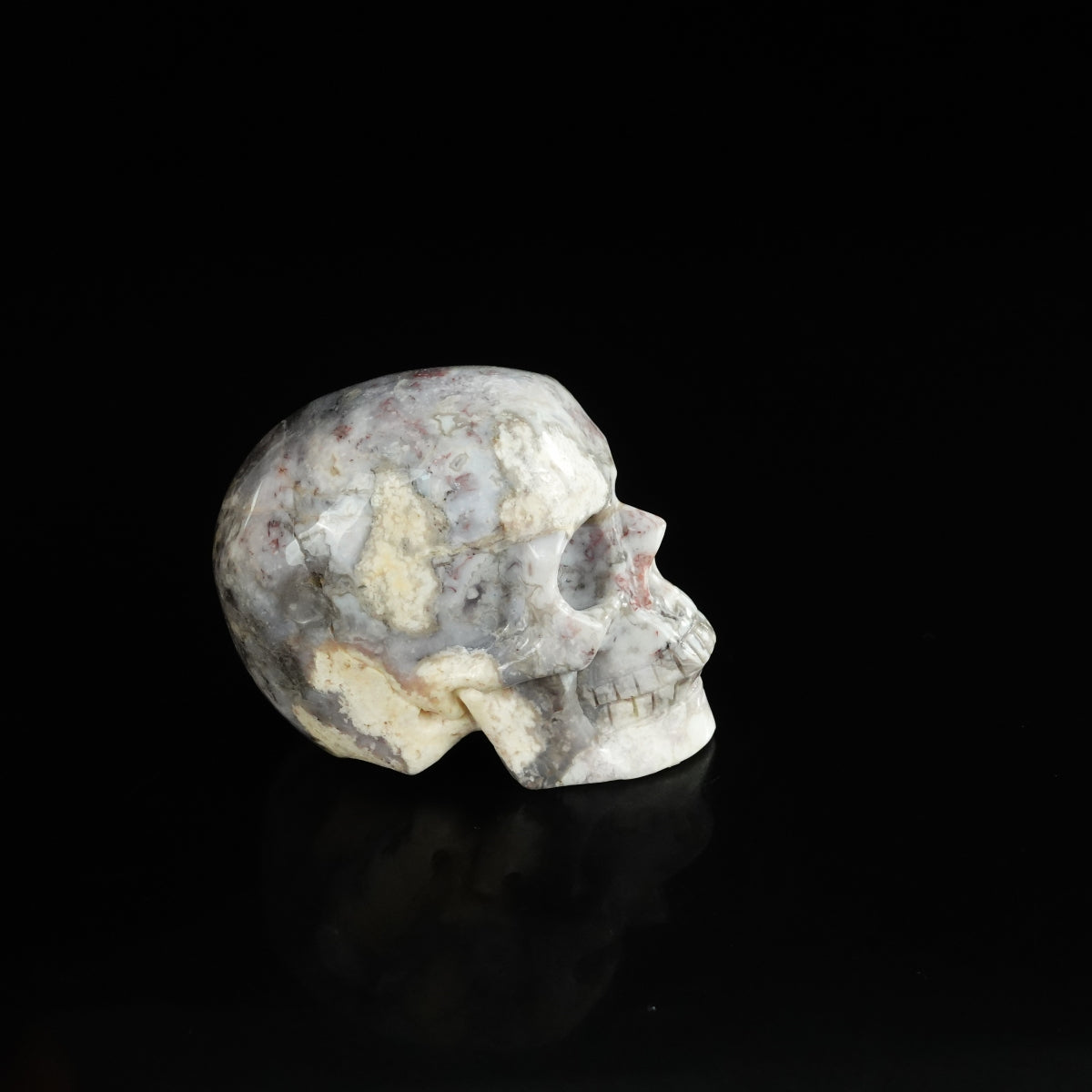 2.2" Blue Flower Agate Crystal Skull Carving - Unique Piece #BF14