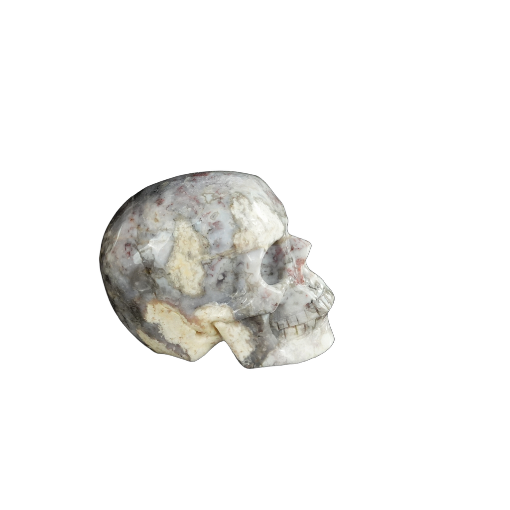 2.2" Blue Flower Agate Crystal Skull Carving - Unique Piece #BF14