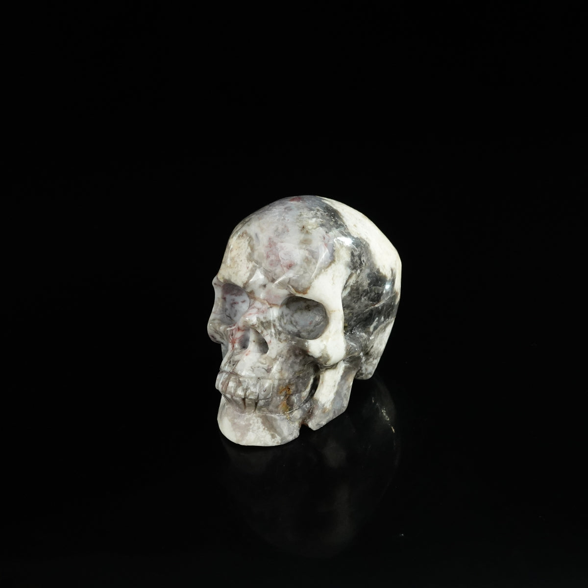 2.2" Blue Flower Agate Crystal Skull Carving - Unique Piece #BF14
