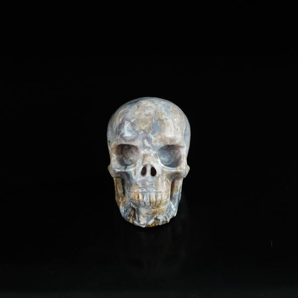 2.2" Blue Flower Agate Crystal Skull Carving - Unique Piece #BF15
