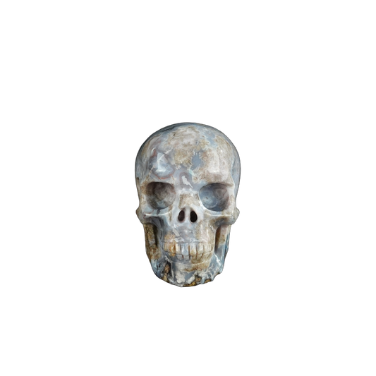 2.2" Blue Flower Agate Crystal Skull Carving - Unique Piece #BF15