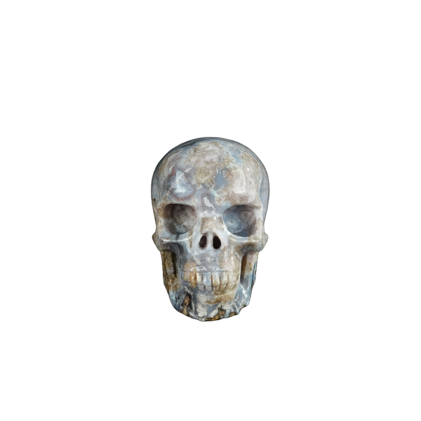 2.2" Blue Flower Agate Crystal Skull Carving - Unique Piece #BF15