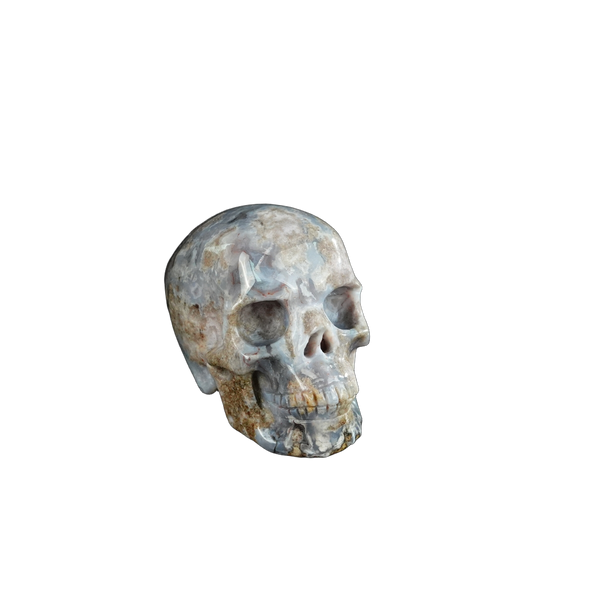 2.2" Blue Flower Agate Crystal Skull Carving - Unique Piece #BF15 - alternate view
