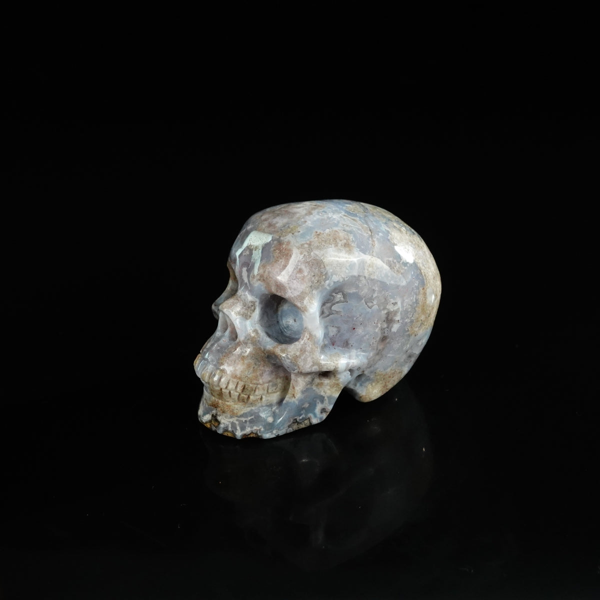 2.2" Blue Flower Agate Crystal Skull Carving - Unique Piece #BF15