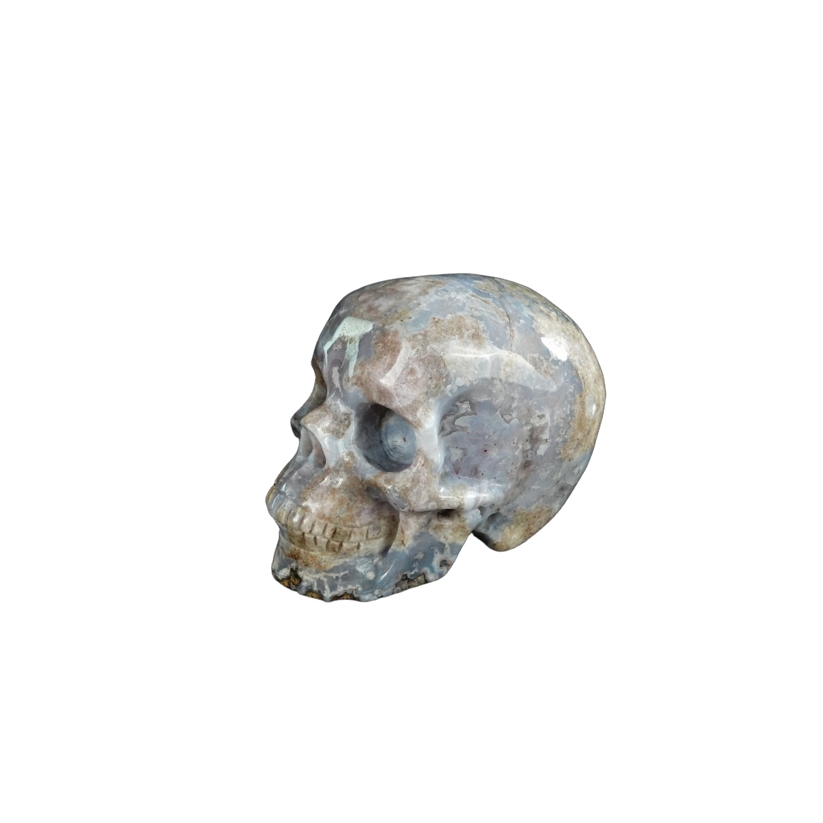 2.2" Blue Flower Agate Crystal Skull Carving - Unique Piece #BF15