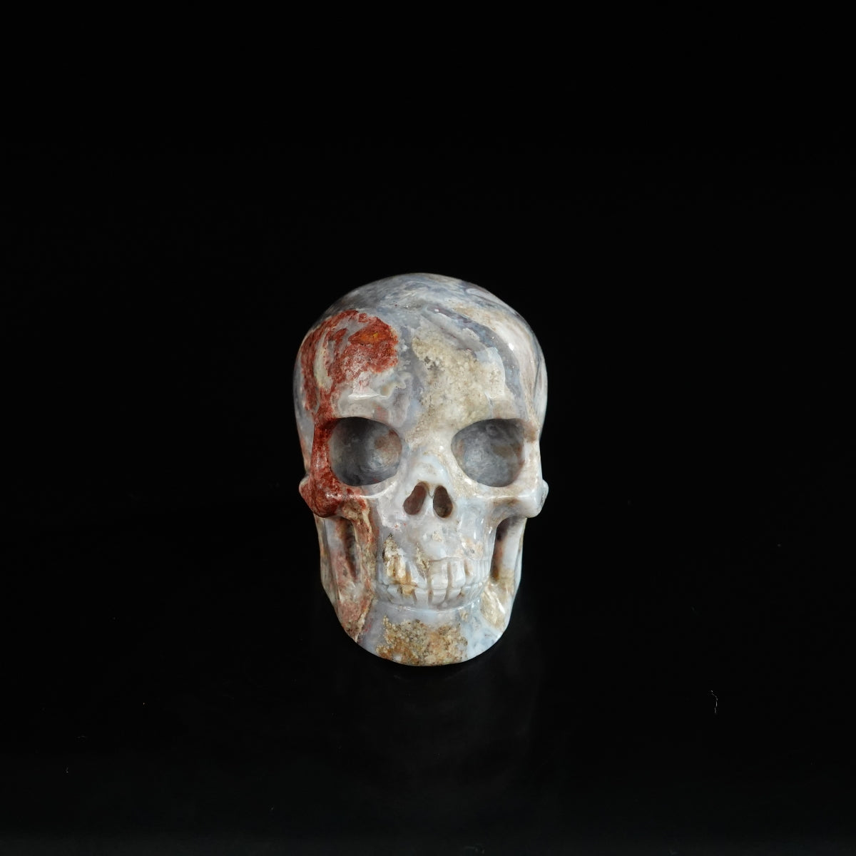 2.2" Blue Flower Agate Crystal Skull Carving - Unique Piece #BF16