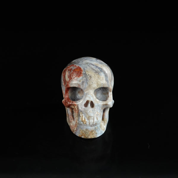 2.2" Blue Flower Agate Crystal Skull Carving - Unique Piece #BF16