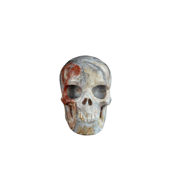 2.2" Blue Flower Agate Crystal Skull Carving - Unique Piece #BF16