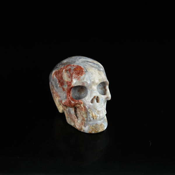 2.2" Blue Flower Agate Crystal Skull Carving - Unique Piece #BF16 - alternate view
