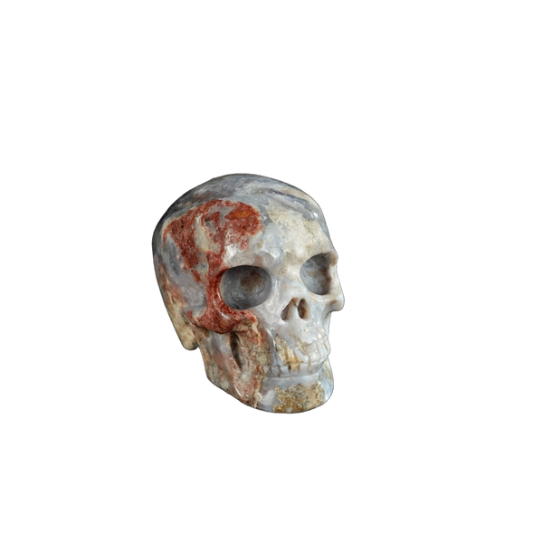 2.2" Blue Flower Agate Crystal Skull Carving - Unique Piece #BF16 - alternate view