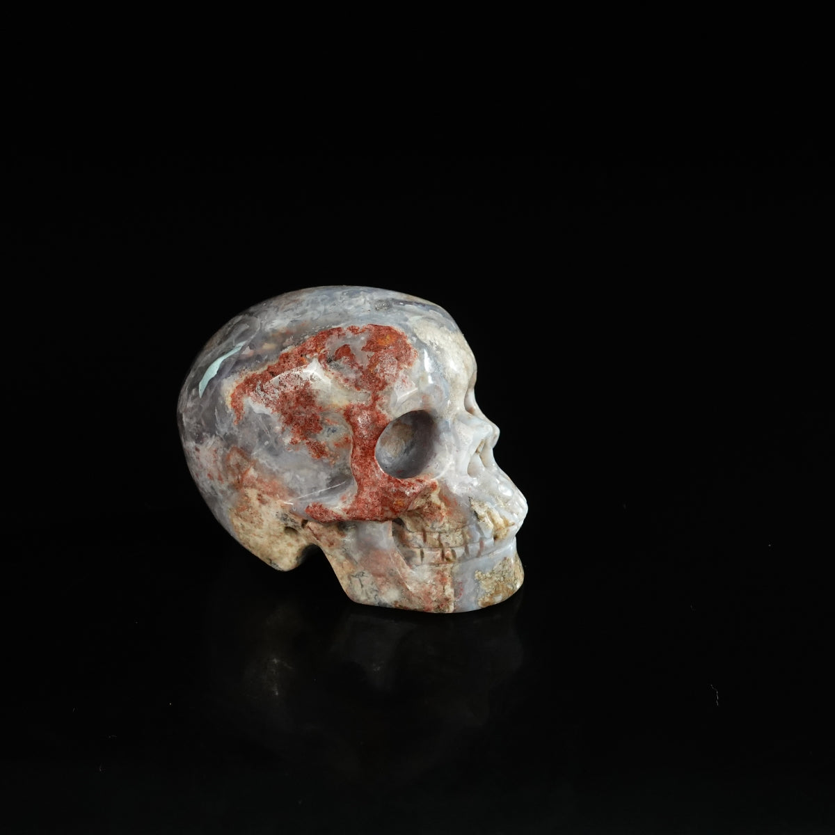 2.2" Blue Flower Agate Crystal Skull Carving - Unique Piece #BF16