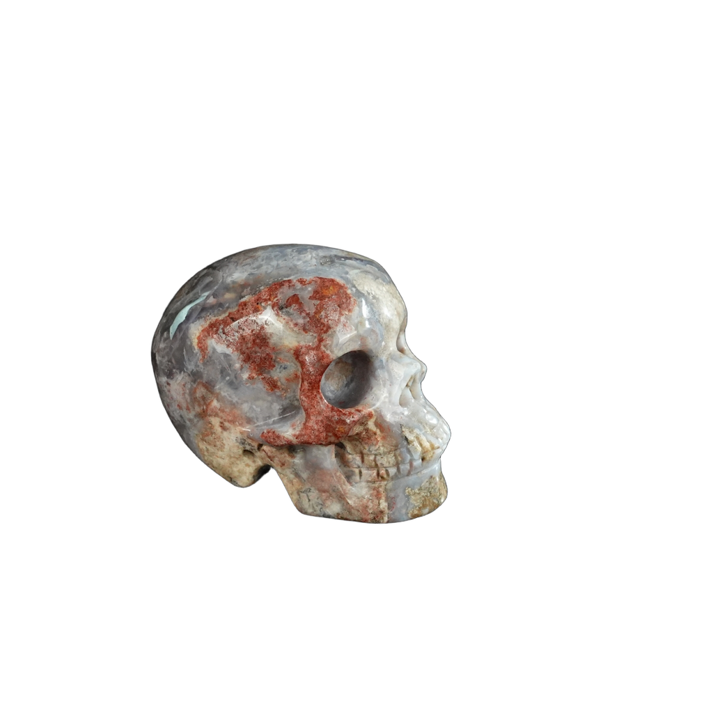 2.2" Blue Flower Agate Crystal Skull Carving - Unique Piece #BF16