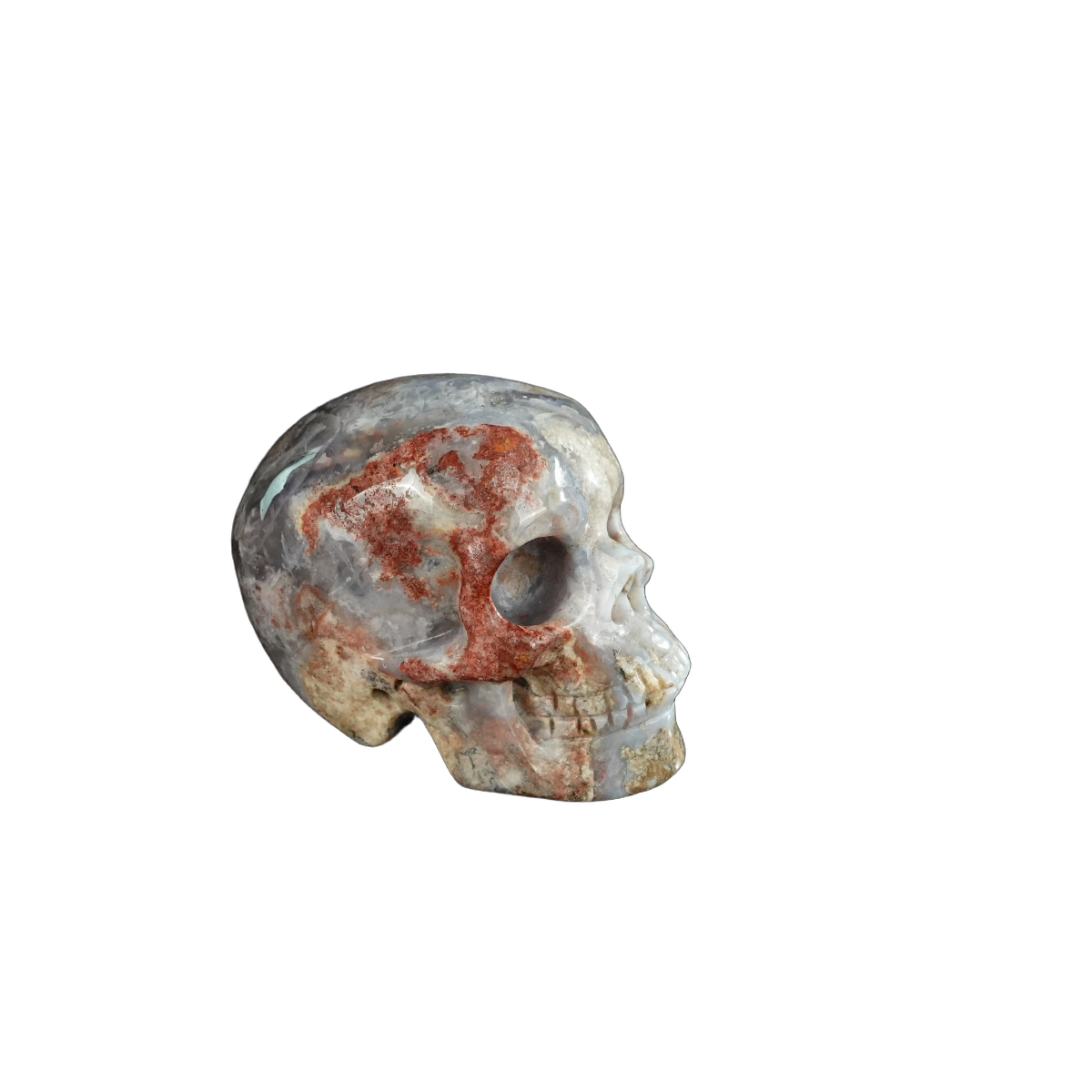 2.2" Blue Flower Agate Crystal Skull Carving - Unique Piece #BF16