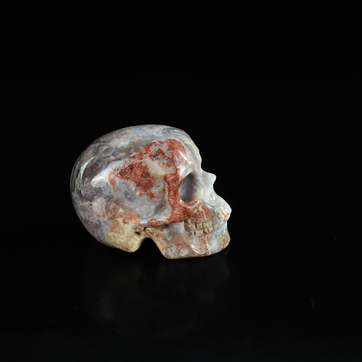 2.2" Blue Flower Agate Crystal Skull Carving - Unique Piece #BF16