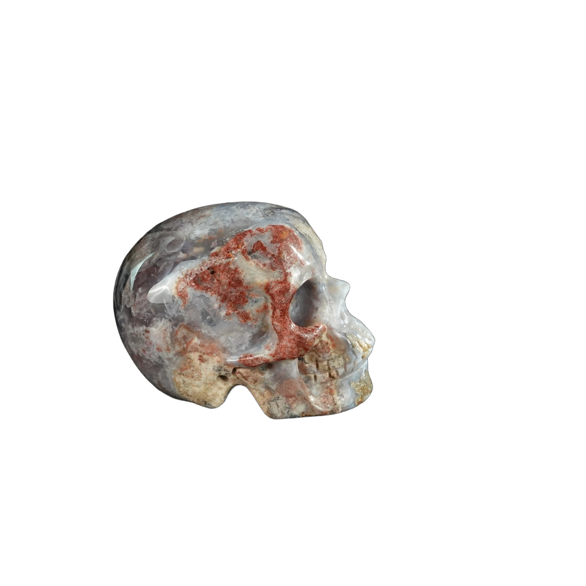 2.2" Blue Flower Agate Crystal Skull Carving - Unique Piece #BF16