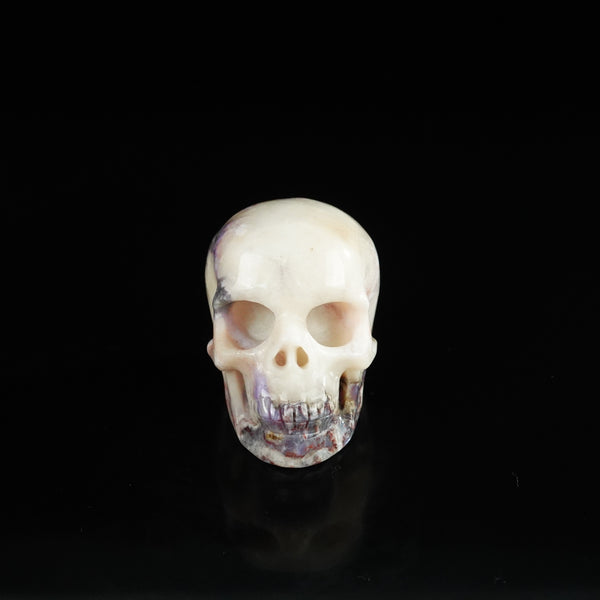 2.2" Blue Flower Agate Crystal Skull Carving - Unique Piece #BF17
