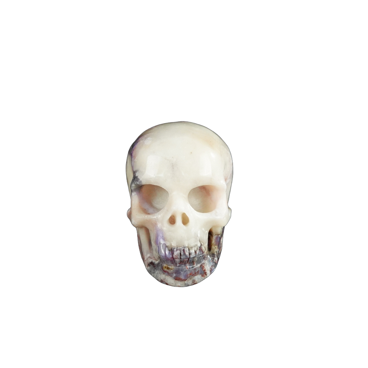 2.2" Blue Flower Agate Crystal Skull Carving - Unique Piece #BF17
