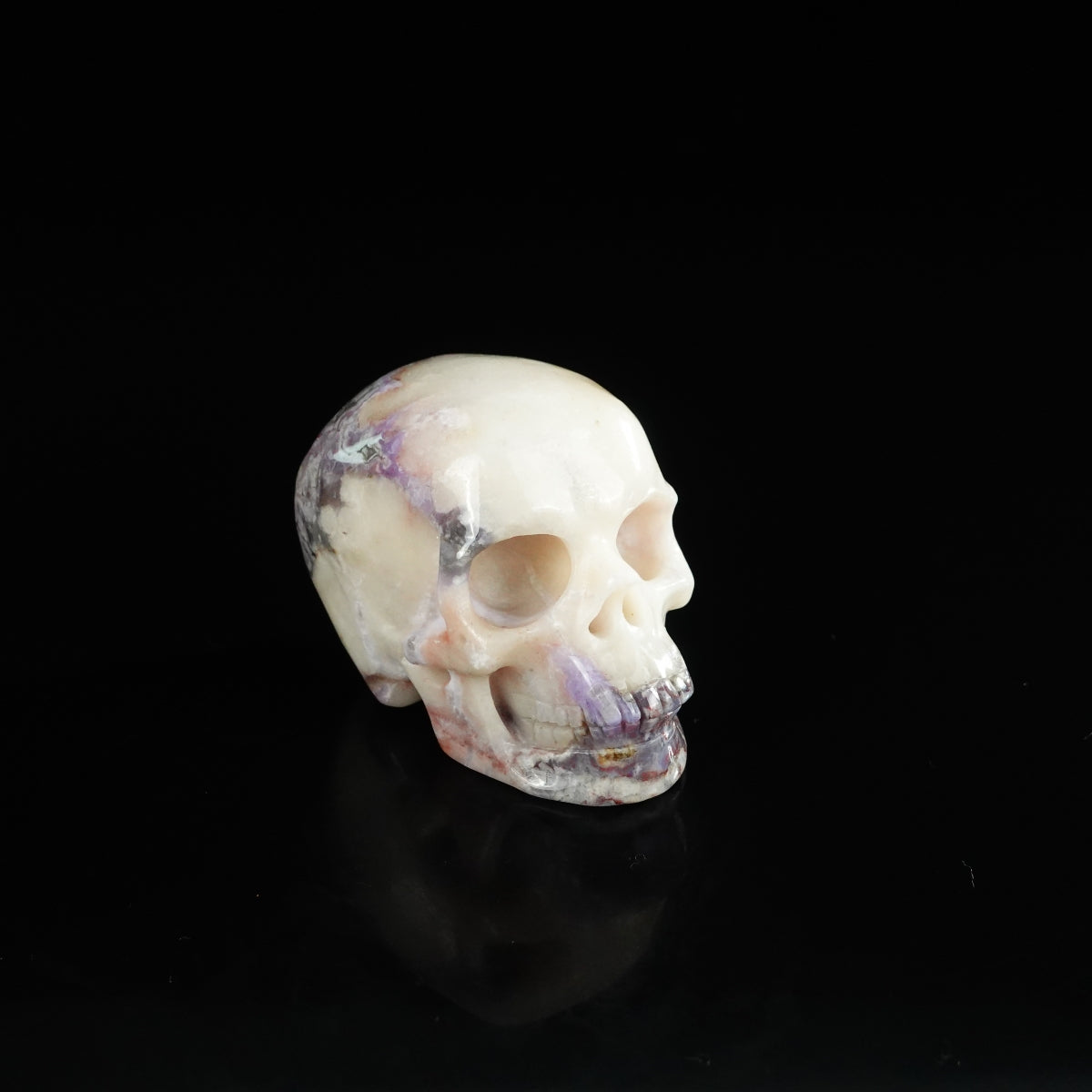 2.2" Blue Flower Agate Crystal Skull Carving - Unique Piece #BF17