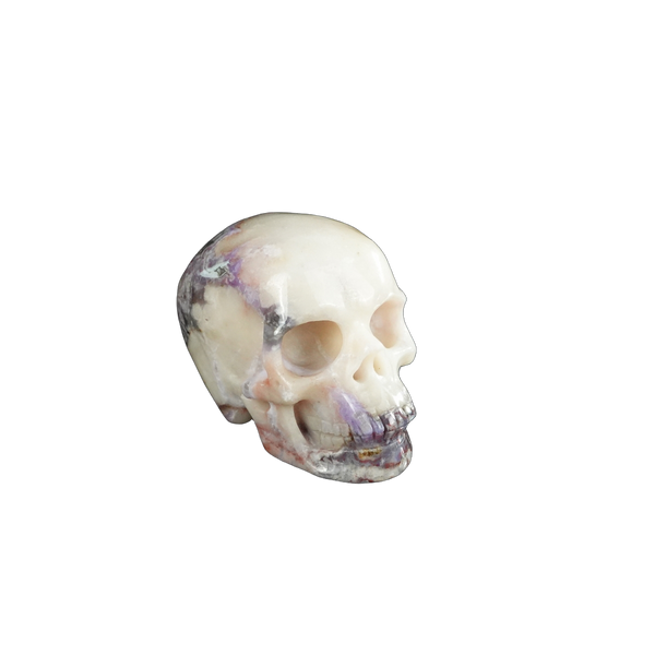 2.2" Blue Flower Agate Crystal Skull Carving - Unique Piece #BF17 - alternate view