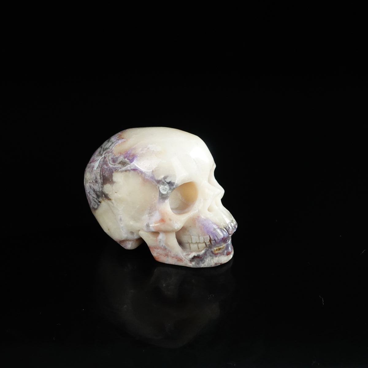 2.2" Blue Flower Agate Crystal Skull Carving - Unique Piece #BF17