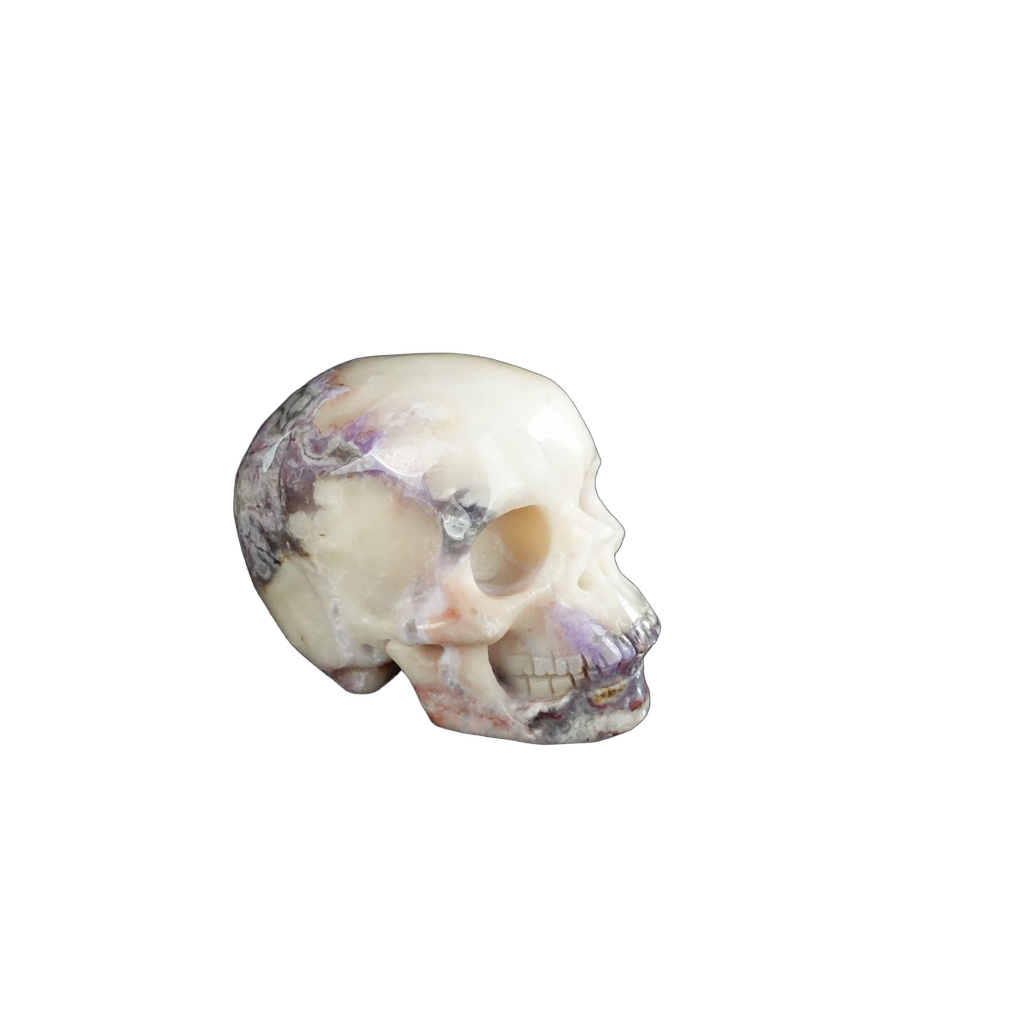 2.2" Blue Flower Agate Crystal Skull Carving - Unique Piece #BF17