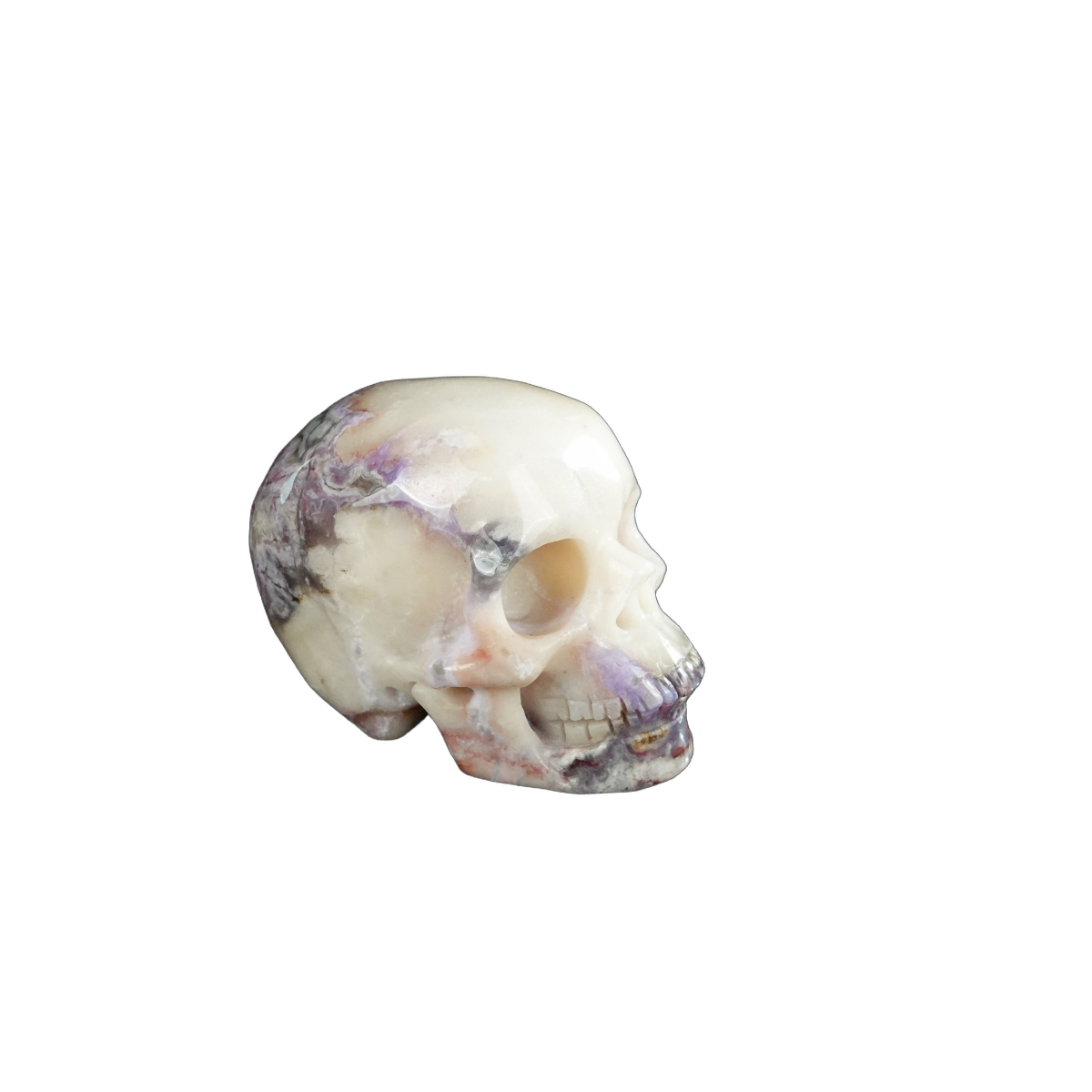 2.2" Blue Flower Agate Crystal Skull Carving - Unique Piece #BF17