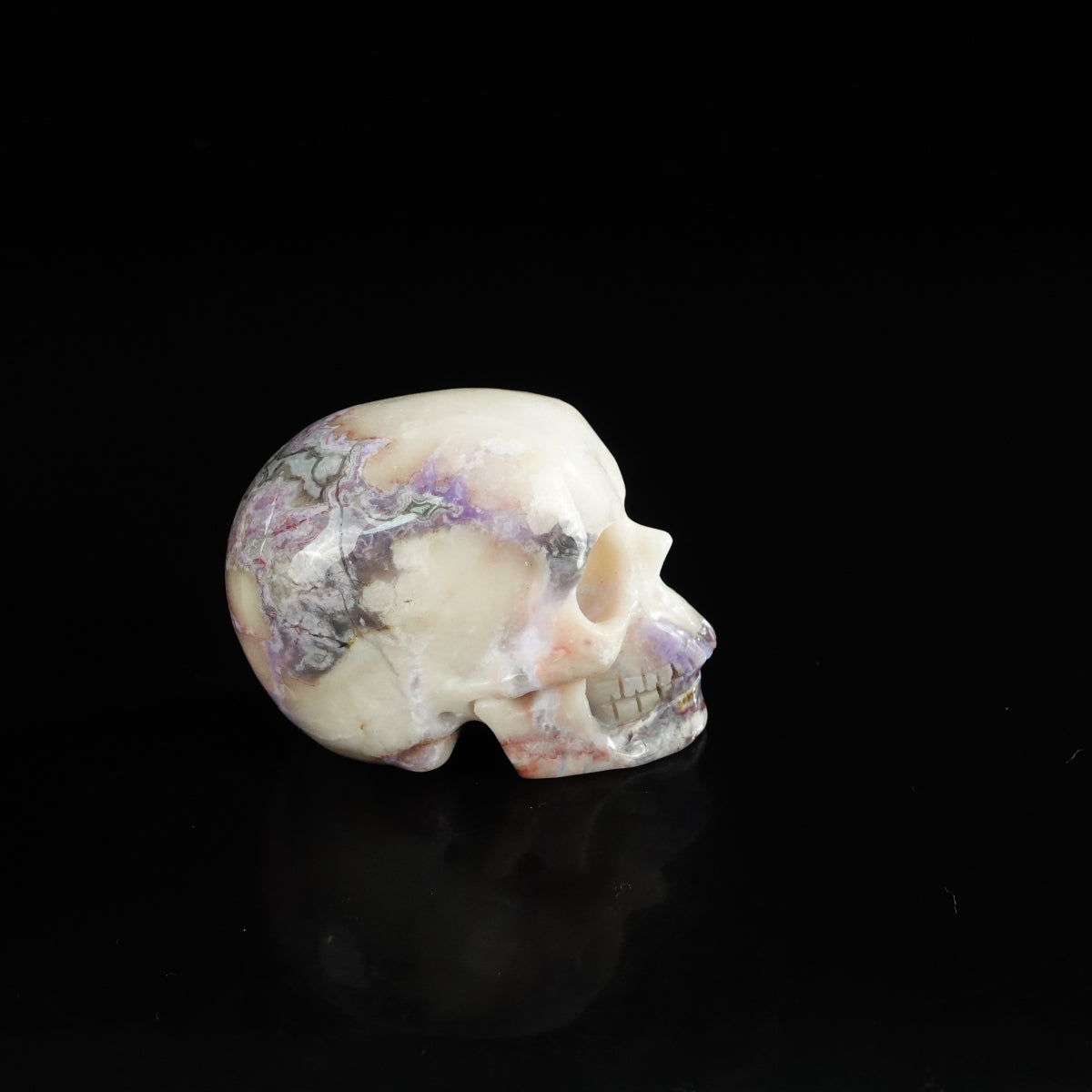 2.2" Blue Flower Agate Crystal Skull Carving - Unique Piece #BF17
