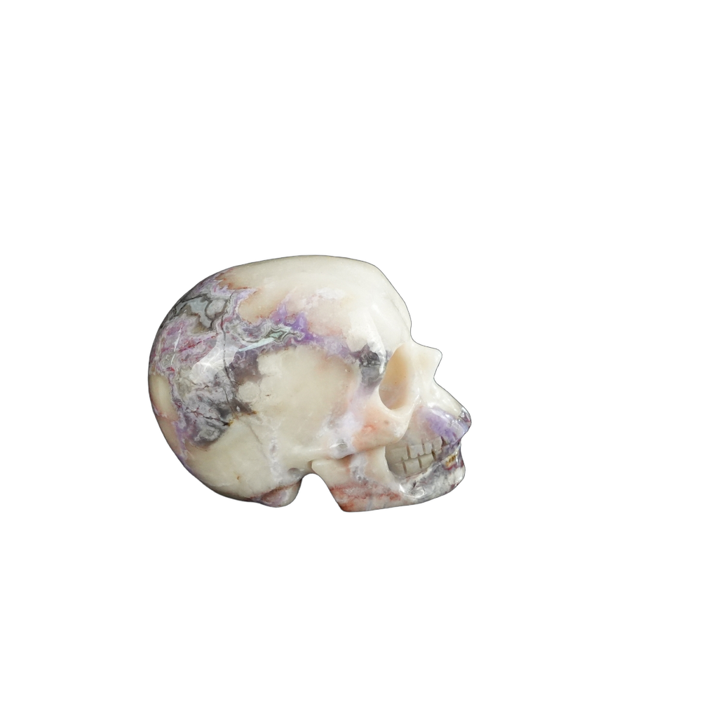 2.2" Blue Flower Agate Crystal Skull Carving - Unique Piece #BF17