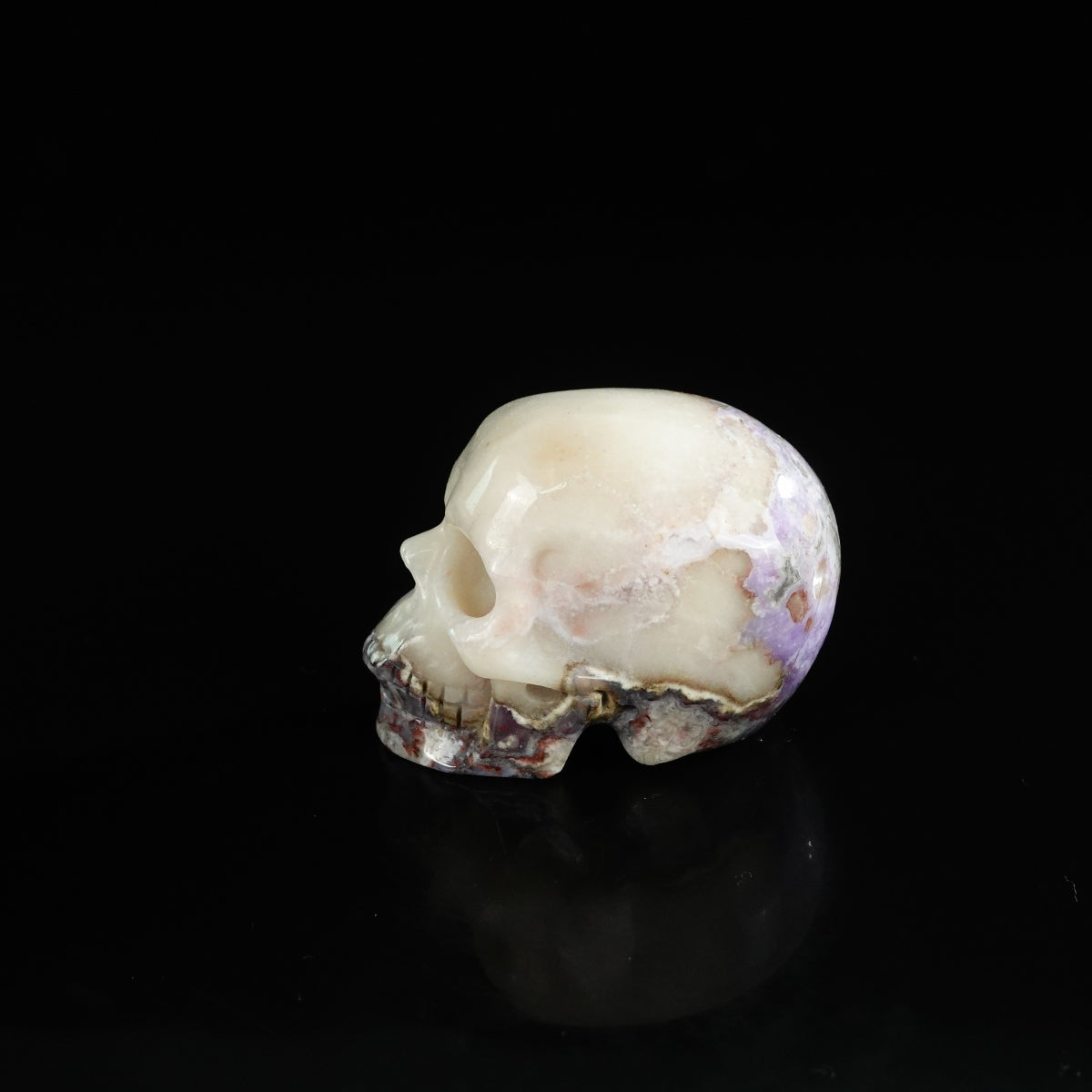 2.2" Blue Flower Agate Crystal Skull Carving - Unique Piece #BF17