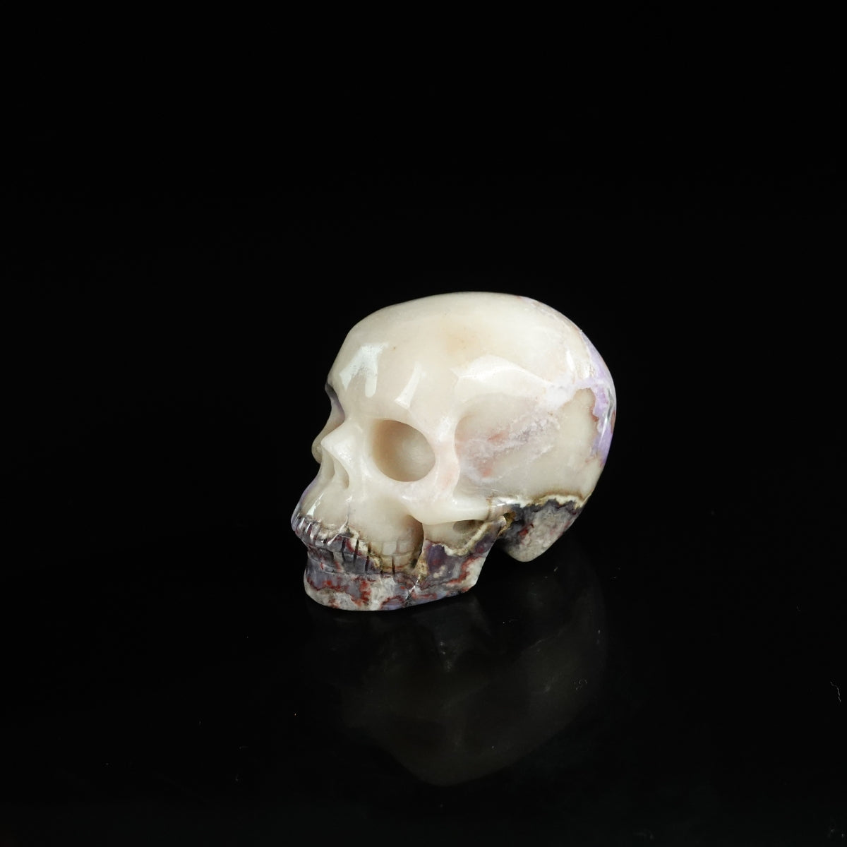 2.2" Blue Flower Agate Crystal Skull Carving - Unique Piece #BF17