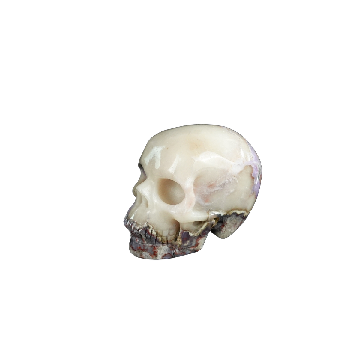 2.2" Blue Flower Agate Crystal Skull Carving - Unique Piece #BF17