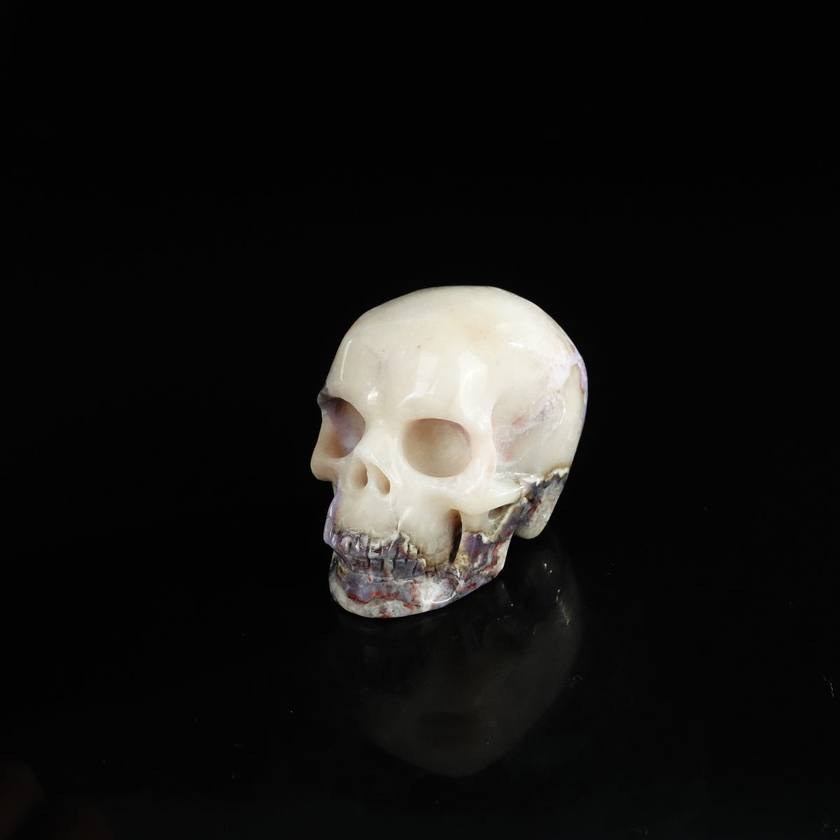 2.2" Blue Flower Agate Crystal Skull Carving - Unique Piece #BF17