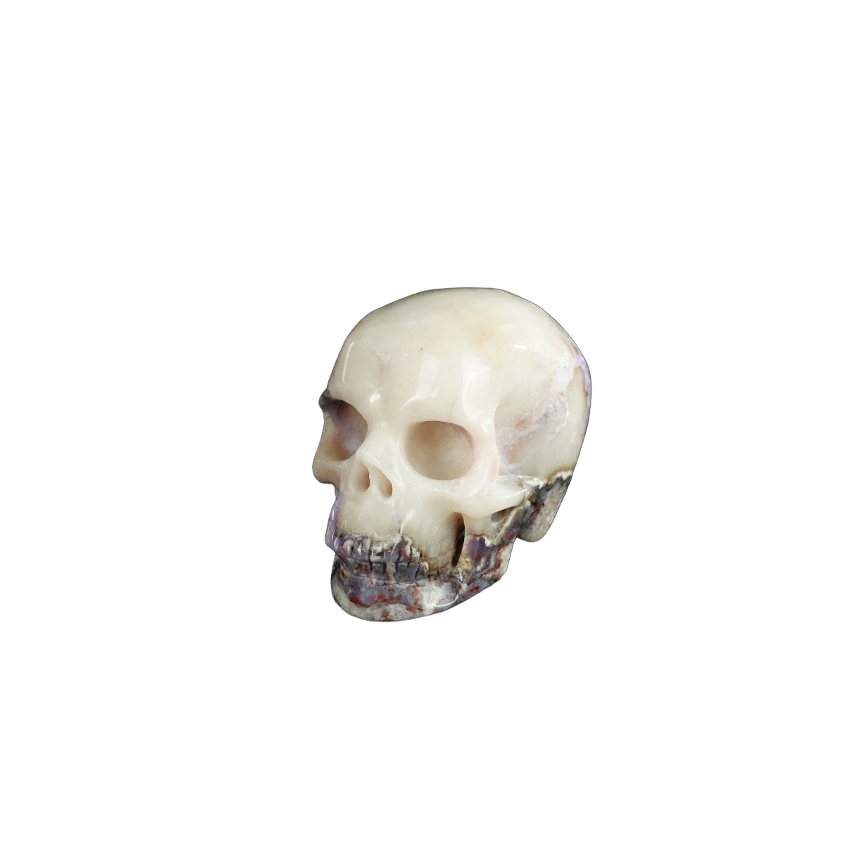 2.2" Blue Flower Agate Crystal Skull Carving - Unique Piece #BF17