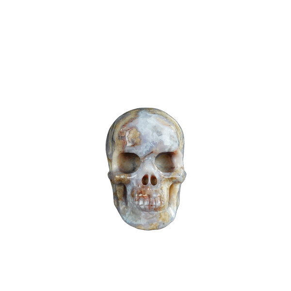 2.2" Blue Flower Agate Crystal Skull Carving - Unique Piece #BF18