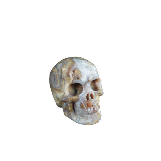 2.2" Blue Flower Agate Crystal Skull Carving - Unique Piece #BF18