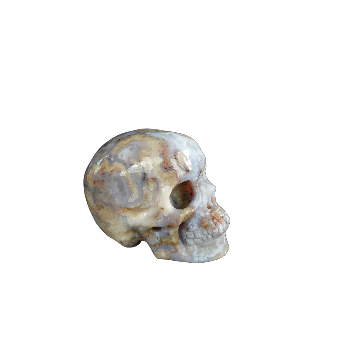 2.2" Blue Flower Agate Crystal Skull Carving - Unique Piece #BF18