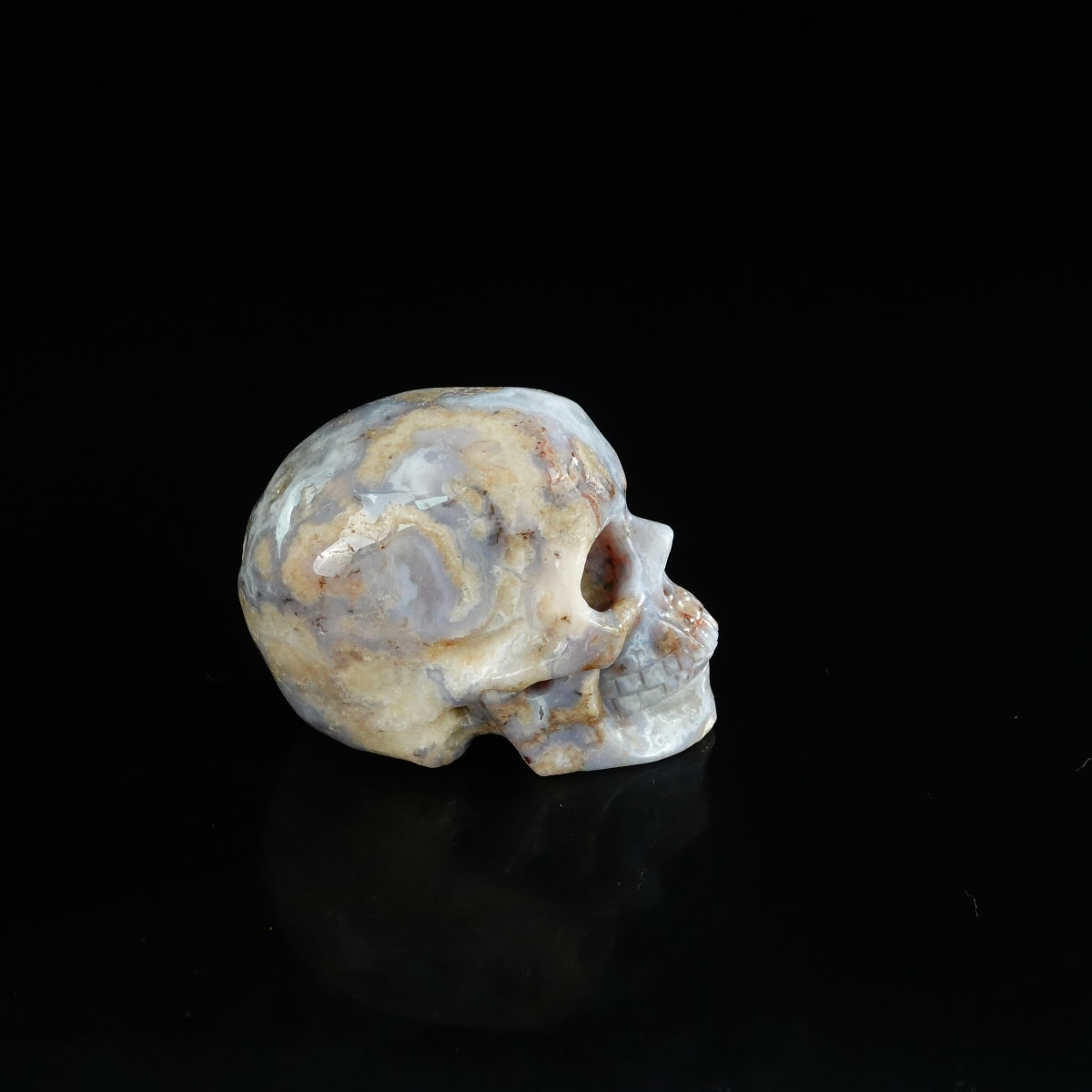 2.2" Blue Flower Agate Crystal Skull Carving - Unique Piece #BF18