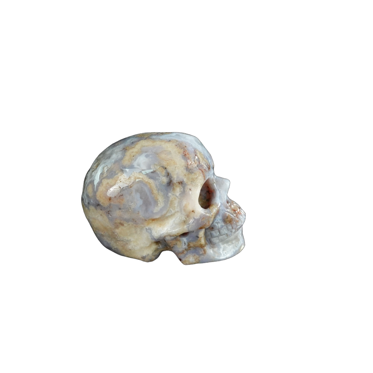 2.2" Blue Flower Agate Crystal Skull Carving - Unique Piece #BF18