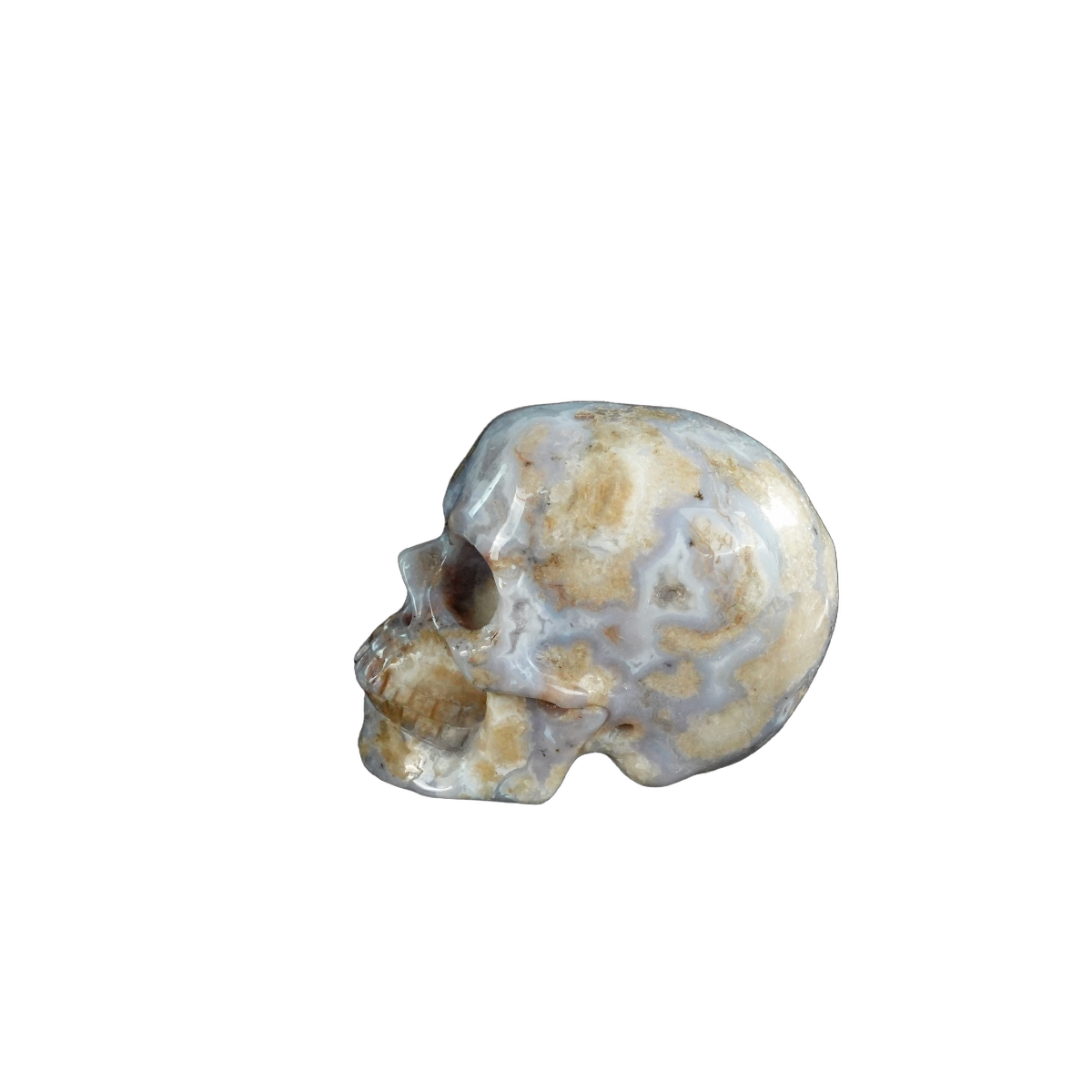 2.2" Blue Flower Agate Crystal Skull Carving - Unique Piece #BF18
