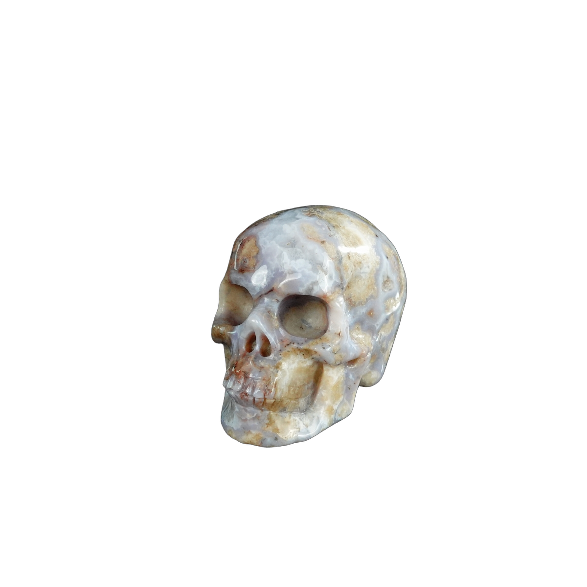 2.2" Blue Flower Agate Crystal Skull Carving - Unique Piece #BF18