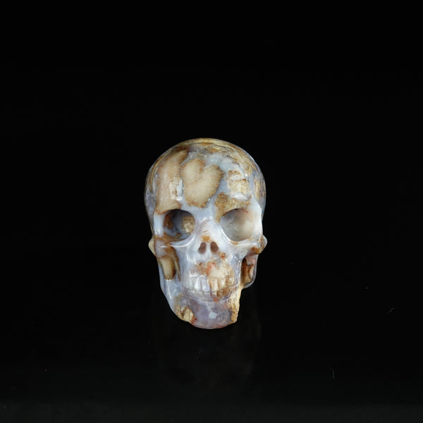 2.2" Blue Flower Agate Crystal Skull Carving - Unique Piece #BF19