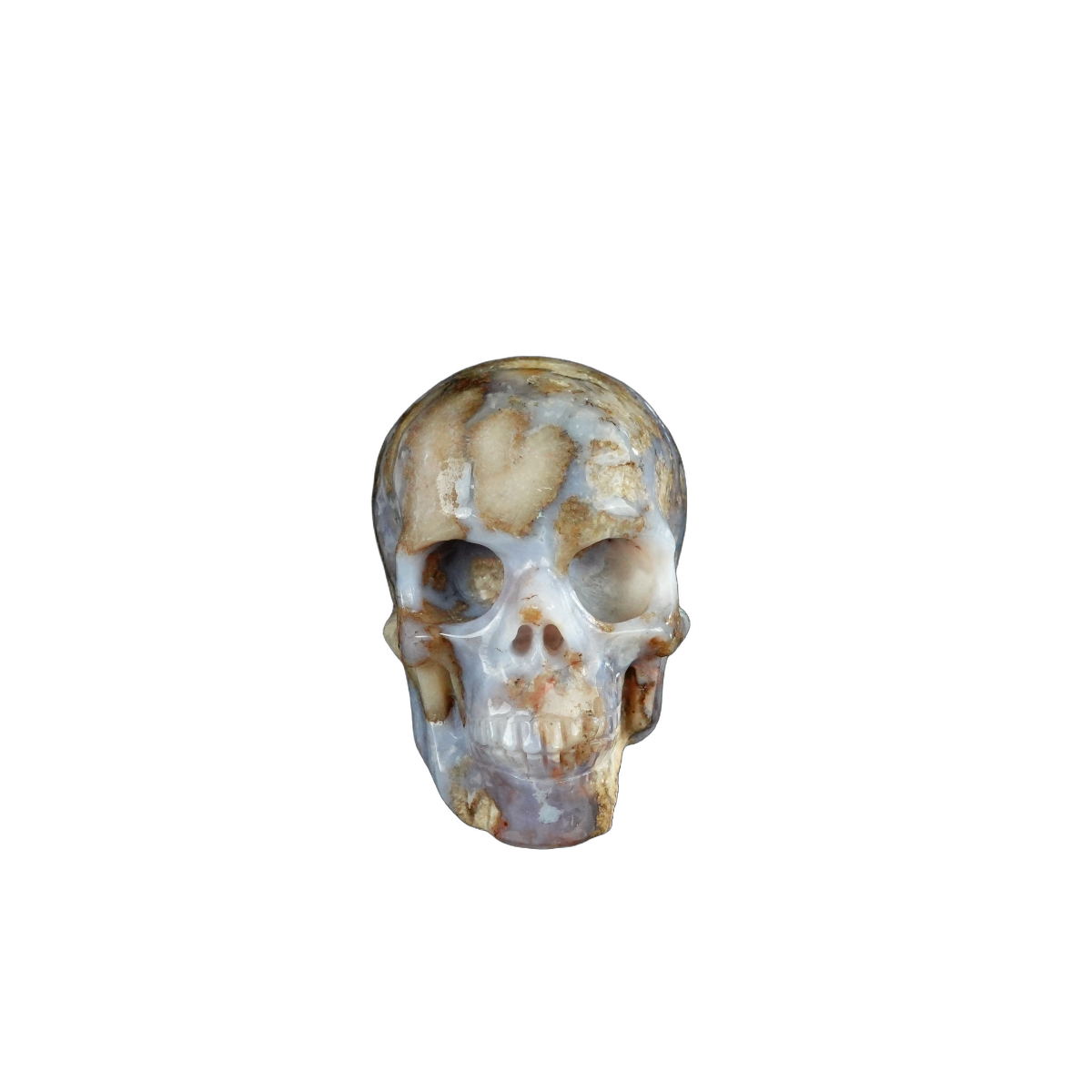 2.2" Blue Flower Agate Crystal Skull Carving - Unique Piece #BF19