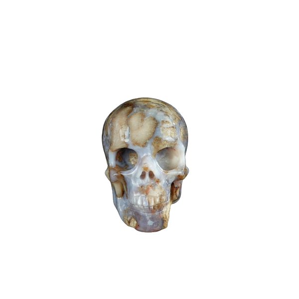 2.2" Blue Flower Agate Crystal Skull Carving - Unique Piece #BF19